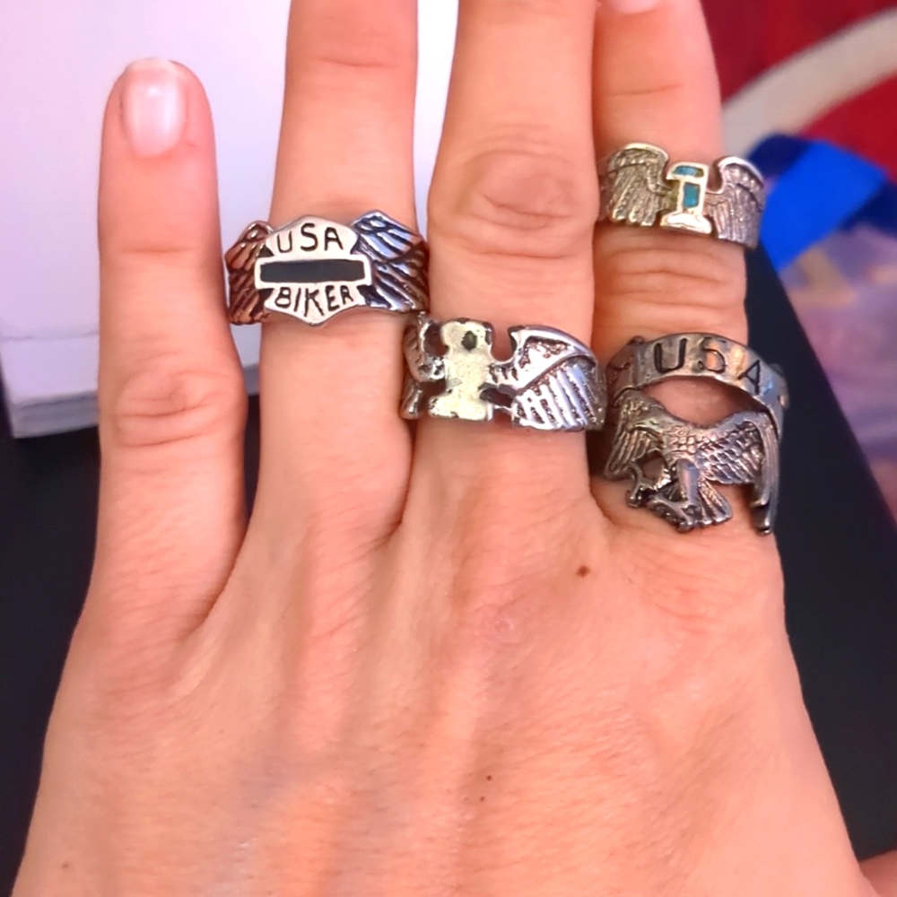 4 piece Vintage Biker Rings